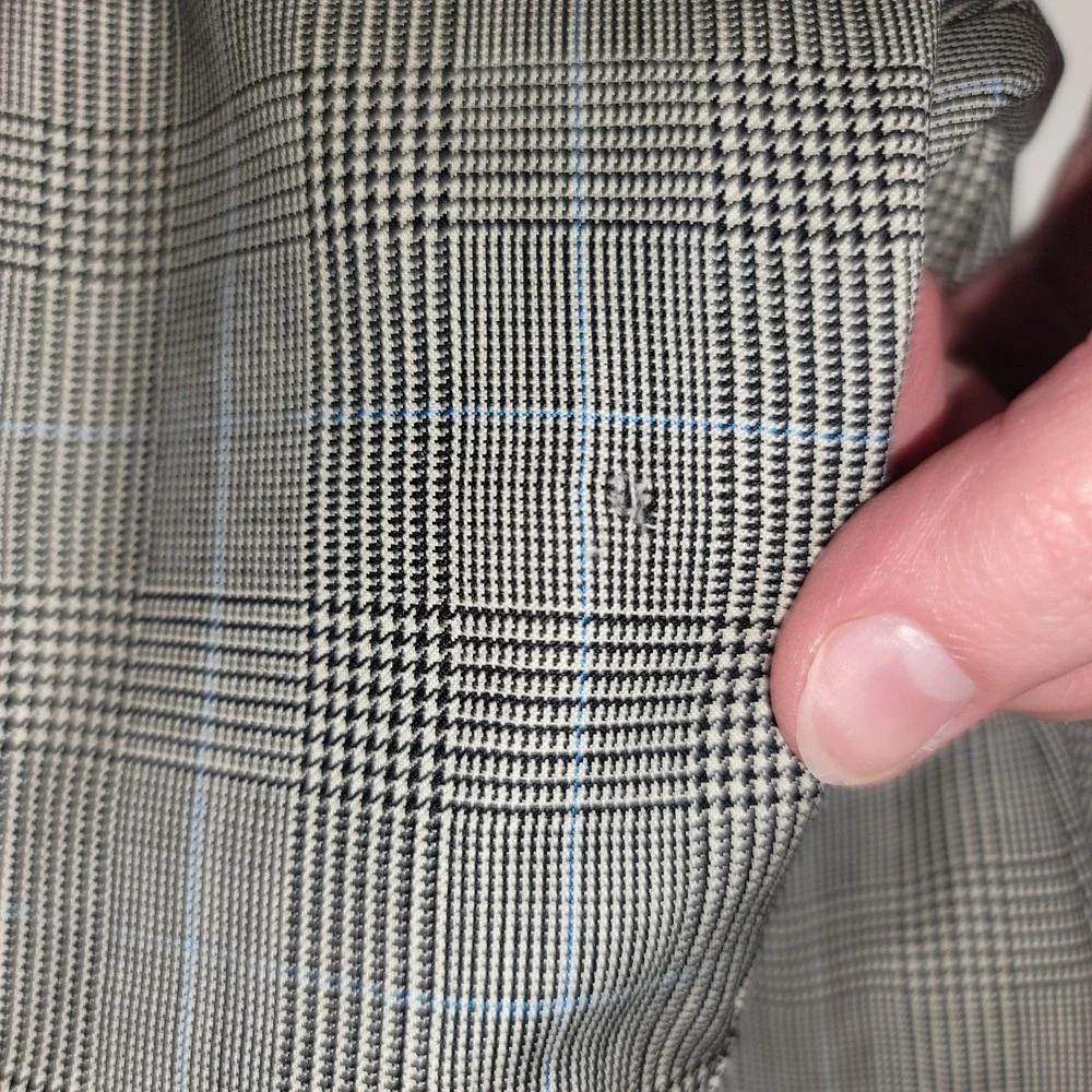 Jos A Bank Mens 36x33 Glen Plaid Wool Dress Pants Grey Blue Check Made in‎ USA